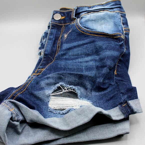 Kendall + Kylie Size 28 The Icon Cut Off Jean Extremely! Distressed Denim Shorts - Picture 8 of 11